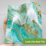 funlife Peel and Stick Thick Flat Glossy Kitchen Tile Backsplash, Self-Adhesive Wall Tile Stickers for Home Decor, Malachite Blue