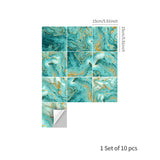 funlife Peel and Stick Thick Flat Glossy Kitchen Tile Backsplash, Self-Adhesive Wall Tile Stickers for Home Decor, Malachite Blue