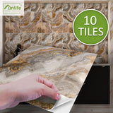 funlife Peel and Stick Thick Flat Glossy Kitchen Tile Backsplash, Self-Adhesive Wall Tile Stickers for Home Decor, Golden Stone