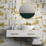 Gold Abstract Geometric Marble Tile Sticker
