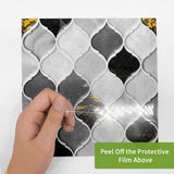 funlife Peel and Stick Thick Flat Glossy Kitchen Tile Backsplash, Self-Adhesive Wall Tile Stickers for Home Decor, Black White Vine Mosaic