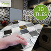 funlife Peel and Stick Thick Flat Glossy Kitchen Tile Backsplash, Self-Adhesive Wall Tile Stickers for Home Decor, Black White Vine Mosaic