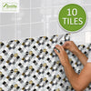 funlife Peel and Stick Thick Flat Glossy Kitchen Tile Backsplash, Self-Adhesive Wall Tile Stickers for Home Decor, Black White Vine Mosaic