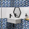 funlife Peel and Stick Thick Flat Glossy Kitchen Tile Backsplash, Self-Adhesive Wall Tile Stickers for Home Decor, Ocean Blue Vine Mosaic