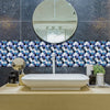 funlife Peel and Stick Thick Flat Glossy Kitchen Tile Backsplash, Self-Adhesive Wall Tile Stickers for Home Decor, Ocean Blue Vine Mosaic