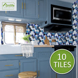 funlife Peel and Stick Thick Flat Glossy Kitchen Tile Backsplash, Self-Adhesive Wall Tile Stickers for Home Decor, Ocean Blue Vine Mosaic