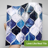 funlife Peel and Stick Thick Flat Glossy Kitchen Tile Backsplash, Self-Adhesive Wall Tile Stickers for Home Decor, Ocean Blue Vine Mosaic