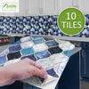 funlife Peel and Stick Thick Flat Glossy Kitchen Tile Backsplash, Self-Adhesive Wall Tile Stickers for Home Decor, Ocean Blue Vine Mosaic