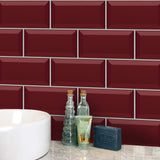 Funlife®|Ruby Red Wall Tile Sticker