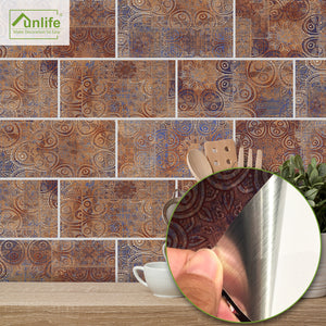 Warm Metal Vintage Brick Wall Tile Sticker