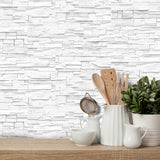 Funlife®|White Stone Brick Wall Tile Sticker