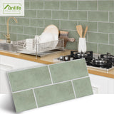 funlife Peel and Stick PVC Backsplash Tile Stickers for Kitchen Wall Decor, 11.81"x5.91" Sage Green